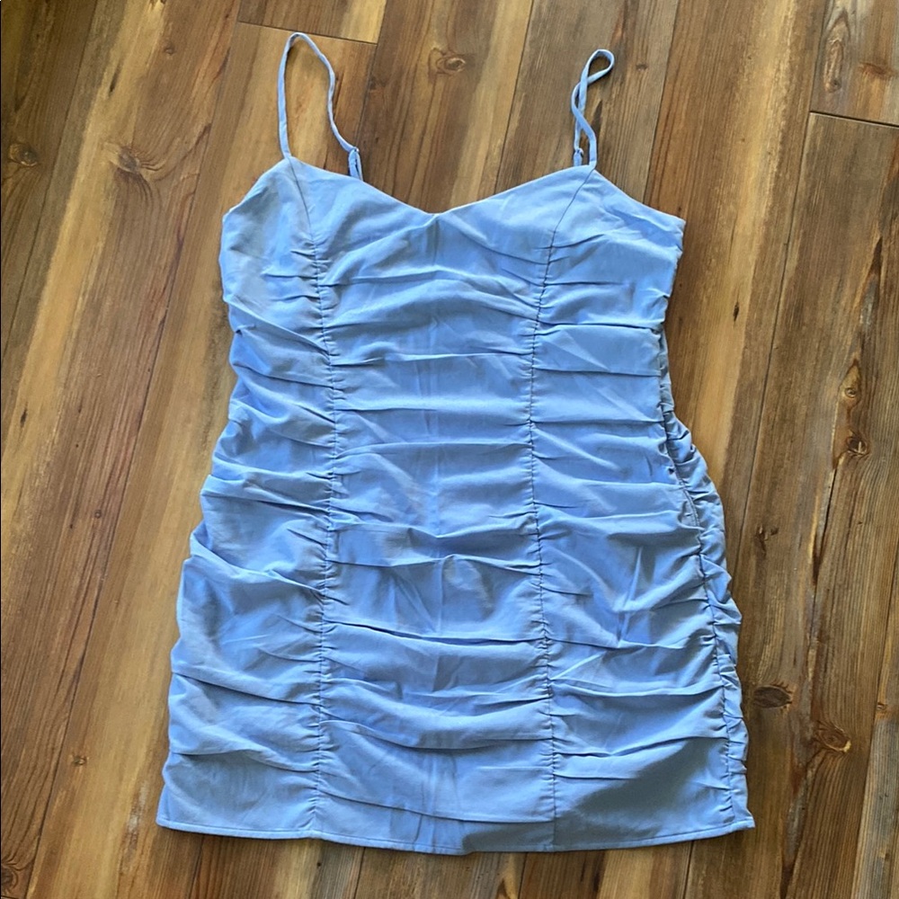 Elegant Blue Ruched Dress